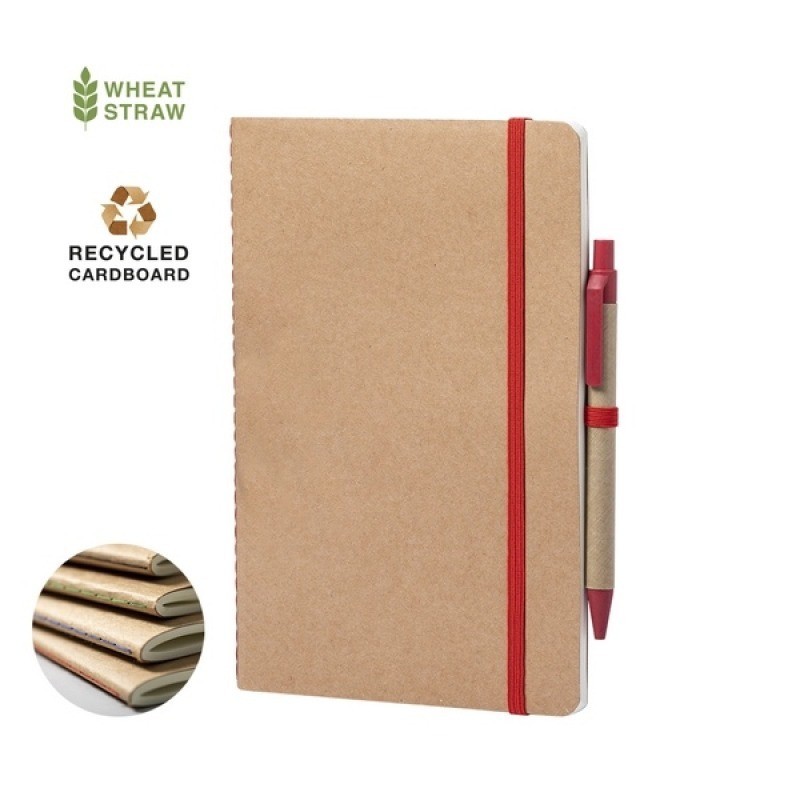 Cahier A5 recyclé avec stylo carton