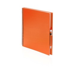 Bloc-notes à spirales en papier recyclé à couverture rigide avec stylo