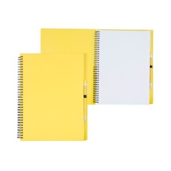 Bloc-notes à spirales en papier recyclé à couverture rigide avec stylo