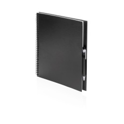 Bloc-notes à spirales en papier recyclé à couverture rigide avec stylo