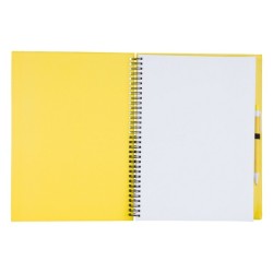 Bloc-notes à spirales en papier recyclé à couverture rigide avec stylo