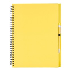 Bloc-notes à spirales en papier recyclé à couverture rigide avec stylo