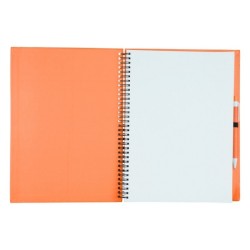 Bloc-notes à spirales en papier recyclé à couverture rigide avec stylo