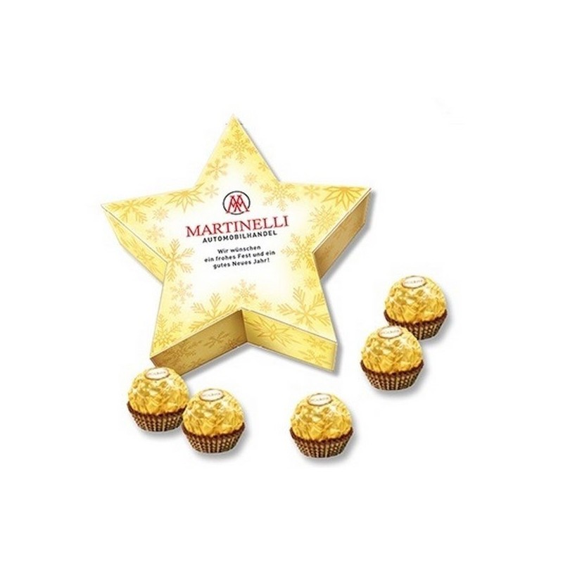 Boîte cadeau etoile avec 5 pièces de Ferrero Rocher