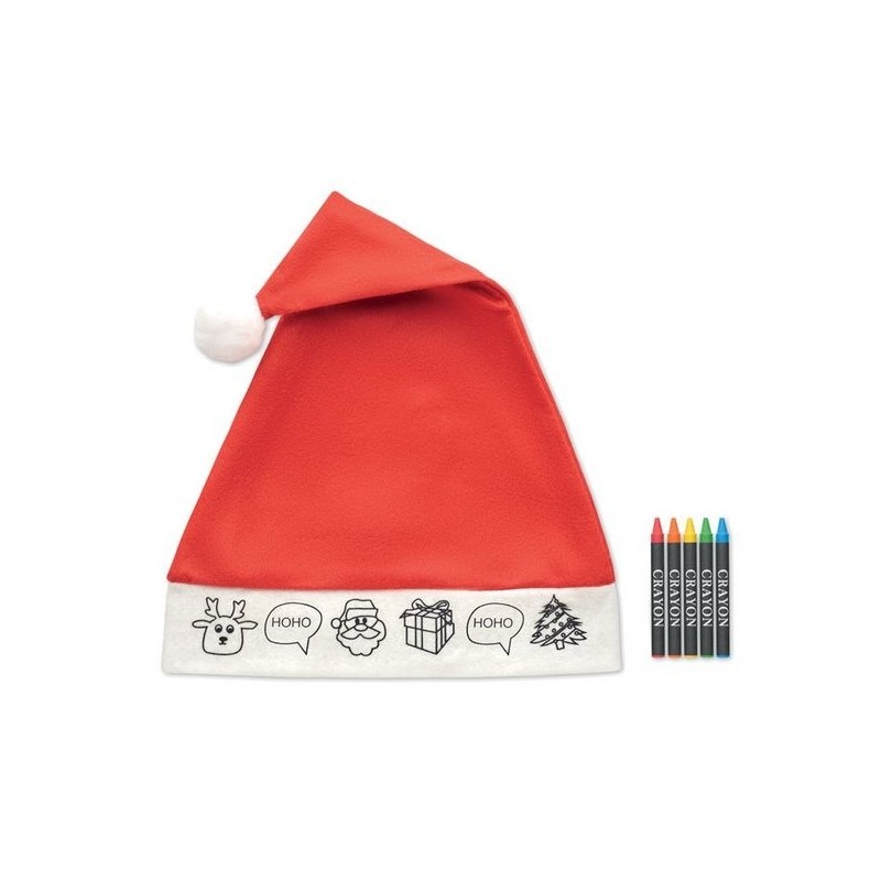 Bonnet de Père Noël enfant à colorier