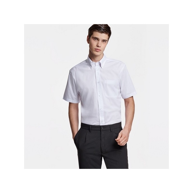 AIFOS - Chemise manches courtes et col classique almidonné et un bouton