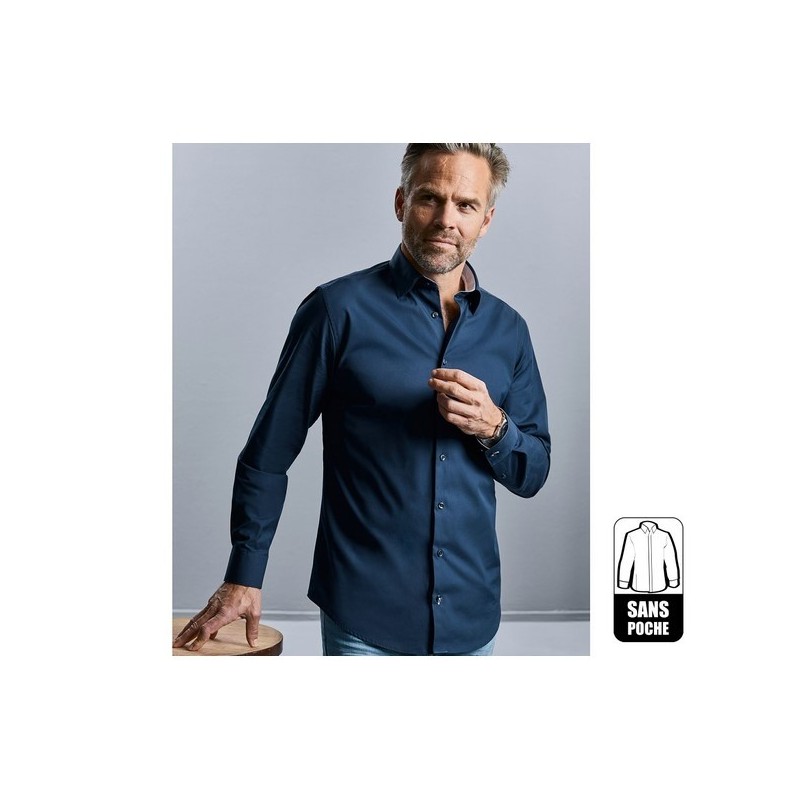 Chemise stretch contrastée