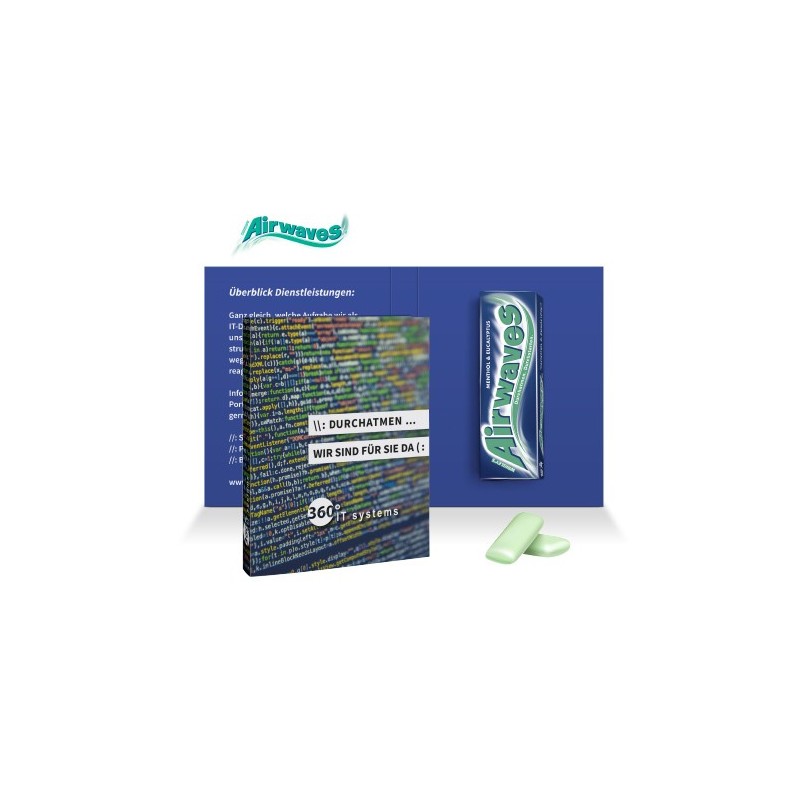 Carte pub avec paquet de chewing gum