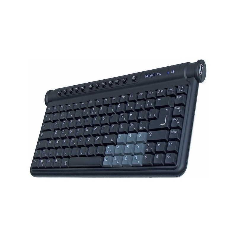 Clavier compact minimax usb noir 2 ports usb