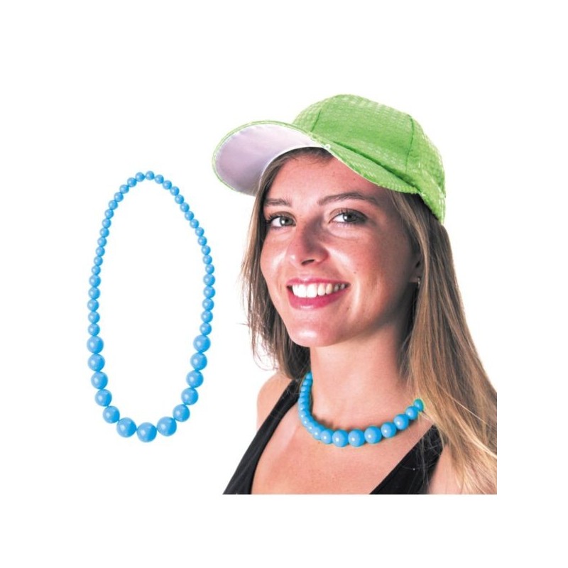 COLLIER PERLE NEON BLEU
