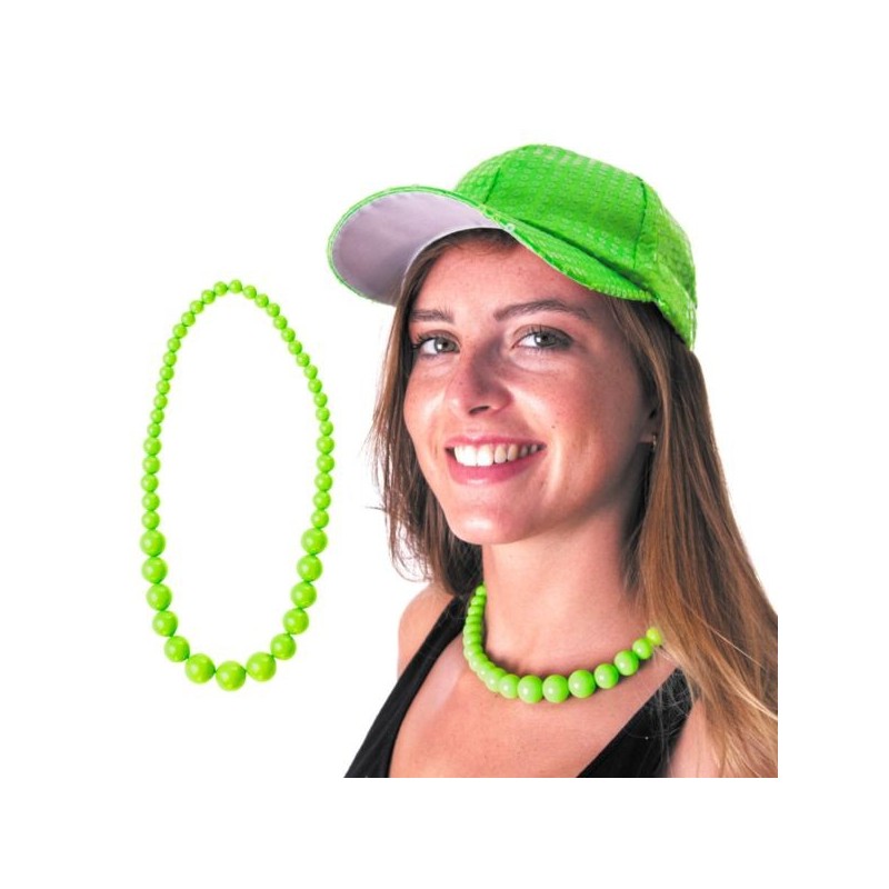 COLLIER PERLE NEON VERT
