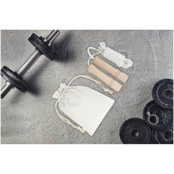 Corde à sauter en bois dans une pochette en coton