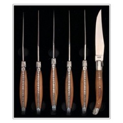 Set de 6 couteaux de table en bois d'olivier