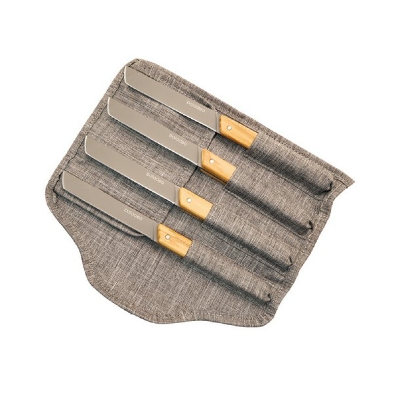 Set de 4 couteaux de table en bois d'olivier