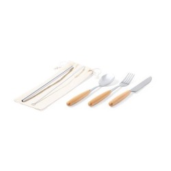 Set Couverts en bois et acier inoxydable