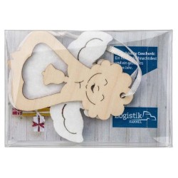 Pendentif en feutrine et en bois - Ange en boîte