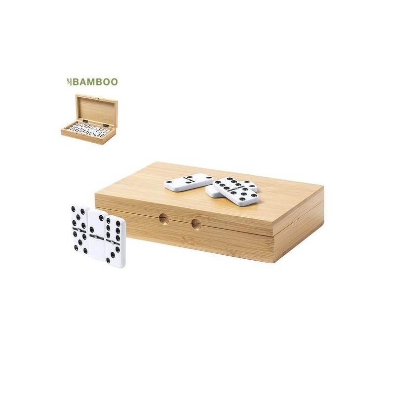 Jeu de domino dans un coffret bambou