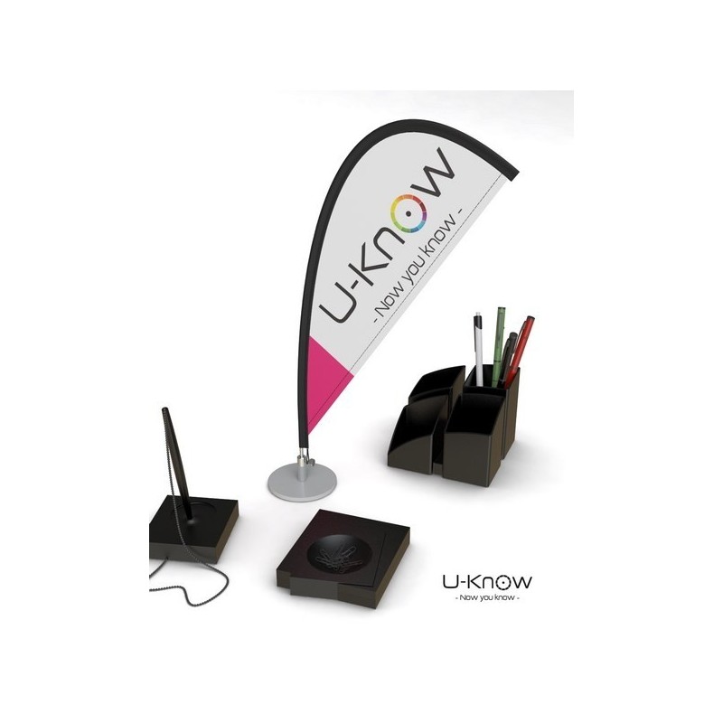 Drapeau de table avec support rond Alu