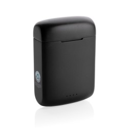 Ecouteurs sans fil avec panneau solaire intégré dans le boîtier en ABS recyclé