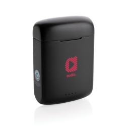 Ecouteurs sans fil avec panneau solaire intégré dans le boîtier en ABS recyclé