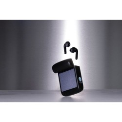 Ecouteurs sans fil avec panneau solaire intégré dans le boîtier en ABS recyclé