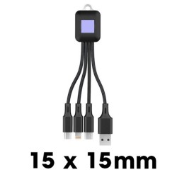 BENRI - Câble USB-A vers 3-en-1 - Charge Ultra-Rapide 3A 20W - Format Porte-clés