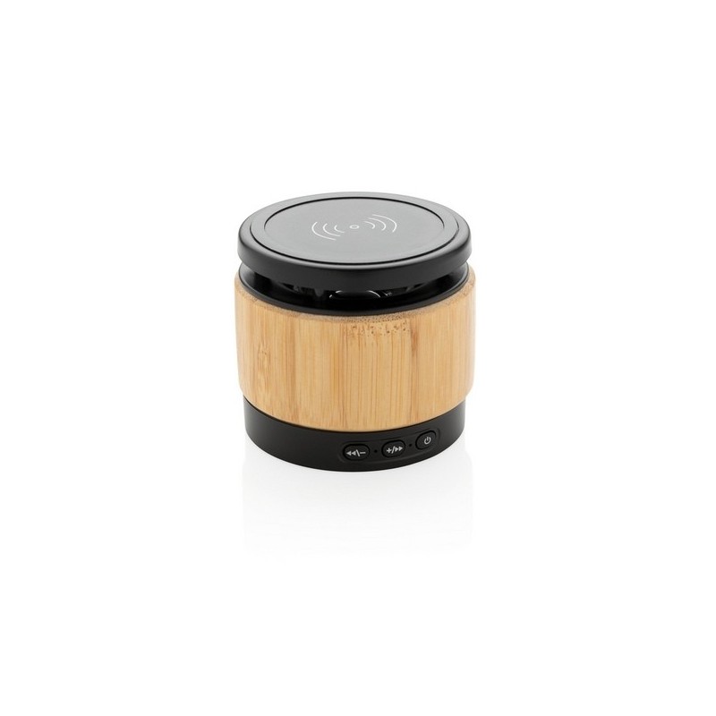 Enceinte bambou avec chargeur sans fil