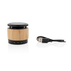 Enceinte bambou avec chargeur sans fil