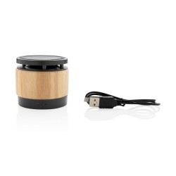 Enceinte bambou avec chargeur sans fil