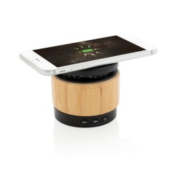 Enceinte bambou avec chargeur sans fil