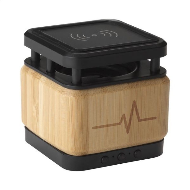 Bamboo Block Speaker avec un chargeur sans fil