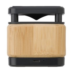 Enceinte et chargeur sans fil en bambou.