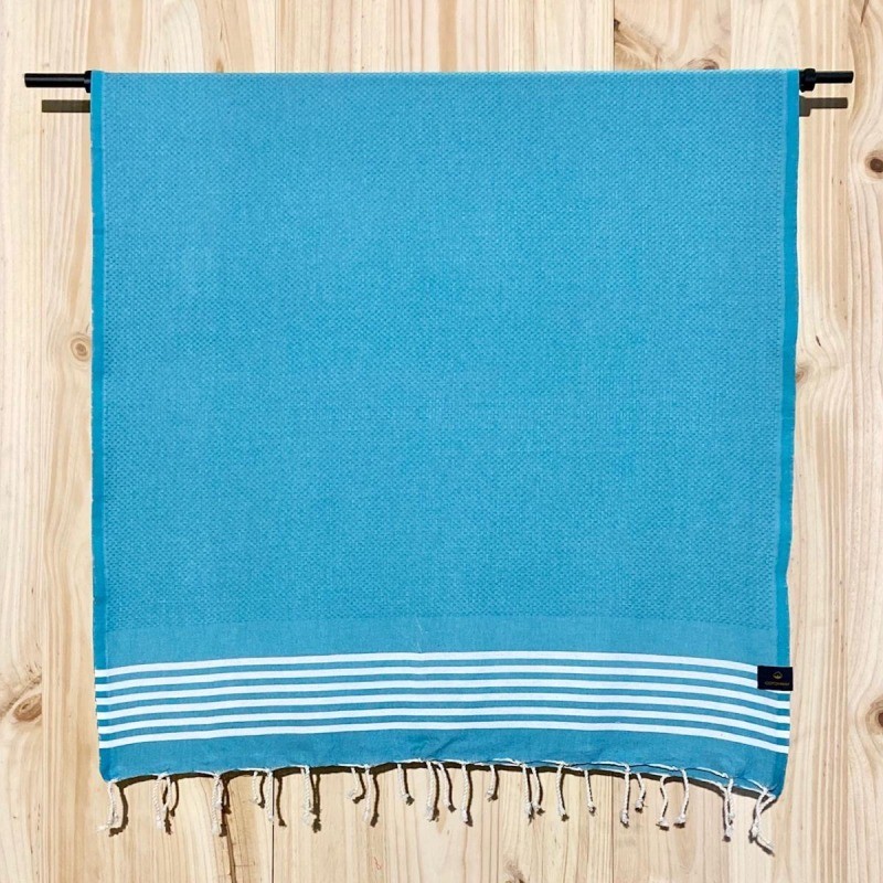 Fouta nid d'abeille rayée 100x200cm