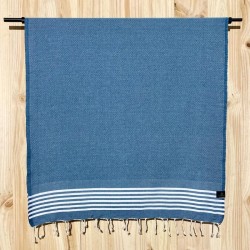 Fouta nid d'abeille rayée 100x200cm