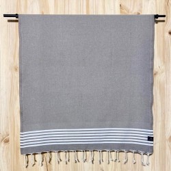 Fouta nid d'abeille rayée 100x200cm