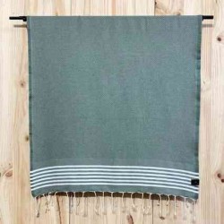 Fouta nid d'abeille rayée 100x200cm