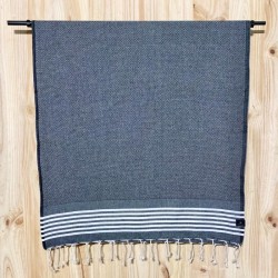 Fouta nid d'abeille rayée 100x200cm