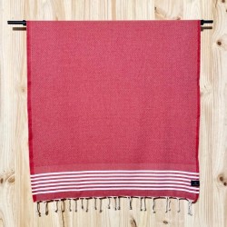 Fouta nid d'abeille rayée 100x200cm