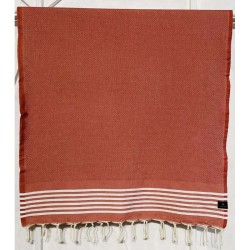 Fouta nid d'abeille rayée 100x200cm