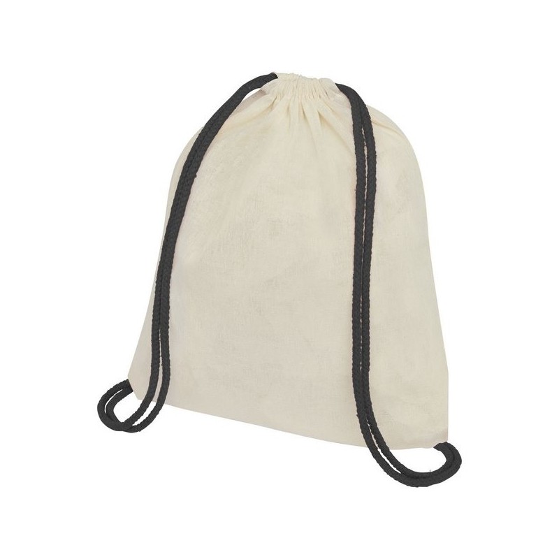 Sac à dos en coton avec cordon de serrage de 100 g/m² et cordons colorés