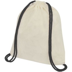 Sac à dos en coton avec cordon de serrage de 100 g/m² et cordons colorés