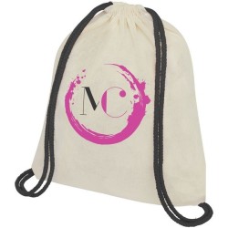 Sac à dos en coton avec cordon de serrage de 100 g/m² et cordons colorés