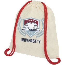 Sac à dos en coton avec cordon de serrage de 100 g/m² et cordons colorés