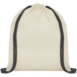 Sac à dos en coton avec cordon de serrage de 100 g/m² et cordons colorés