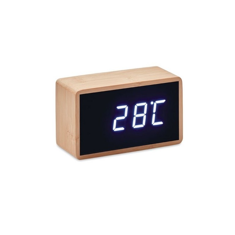Réveil LED boîtier en bambou