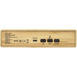 Chargeur à induction en bambou avec horloge