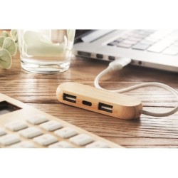 Hub USB 3 ports câble 2 en 1