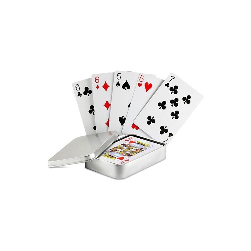 Jeu de 54 cartes dans une boîte en étain