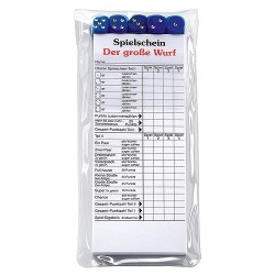 Jeu de dés Le grand jet dans son étui