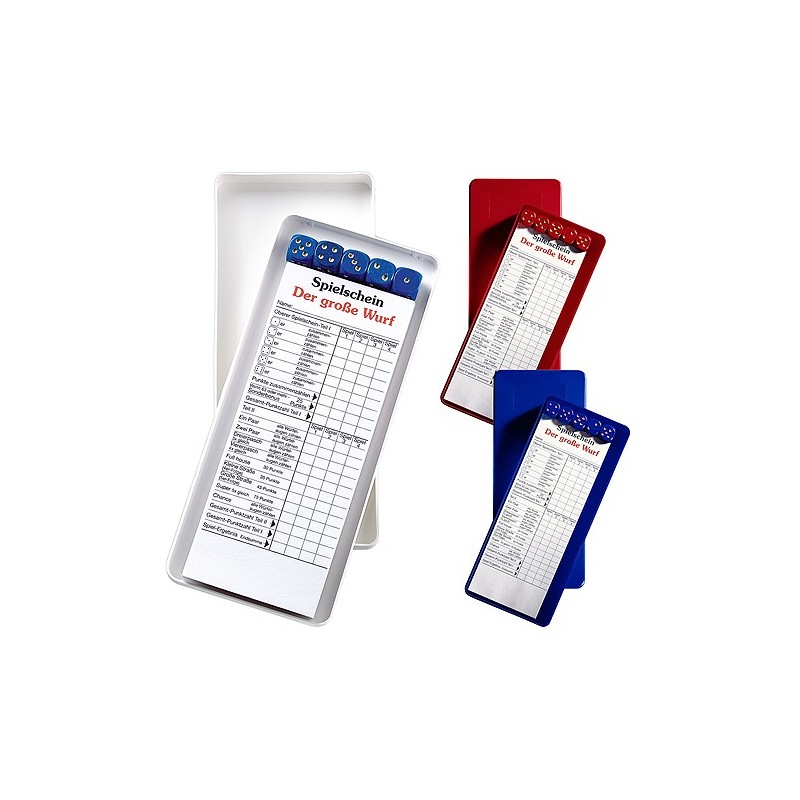 Jeu de dés Le grand jet dans une boîte en plastique